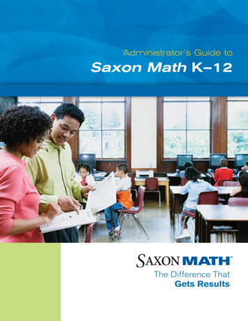 Administrator’s Guide To Saxon Math K–12