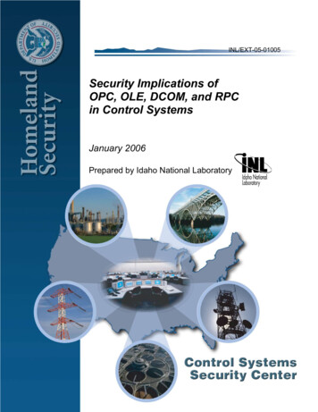 Security Implications Of OPC, OLE, DCOM, And RPC In Control Systems - CISA
