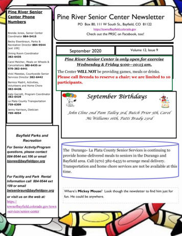 Pine River Senior Center Newsletter September 2020