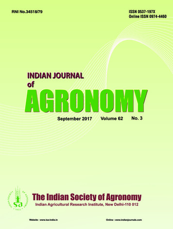 INDIAN SOCIETY OF AGRONOMY