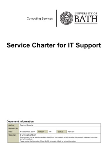 Service Charter For IT Support - University Of Bath