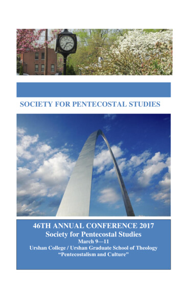 46TH ANNUAL CONFERENCE 2017 Society For Pentecostal Studies - Clover Sites