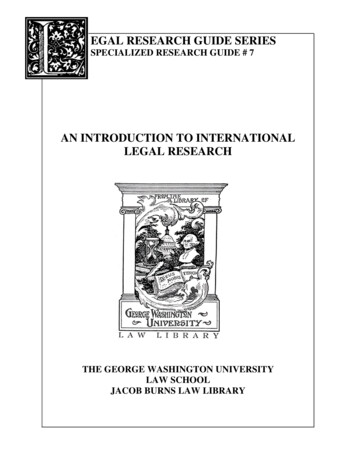 AN INTRODUCTION TO INTERNATIONAL LEGAL RESEARCH