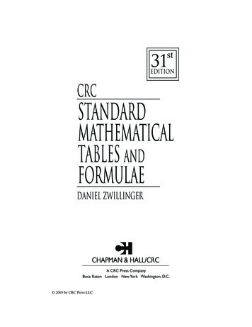 Standard Mathematical Tables And Formulae - Tomlr.free.fr