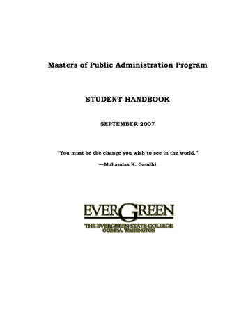 Masters Of Public Administration Program STUDENT HANDBOOK