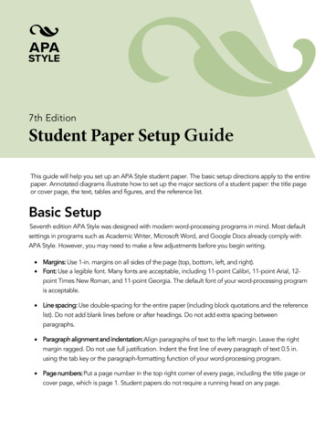 Student Paper Setup Guide, APA Style 7th Edition