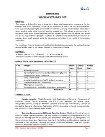SYLLABUS FOR BASIC COMPUTER COURSE (BCC)