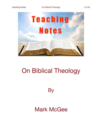 Teaching Notes On Biblical Theology - WordPress 
