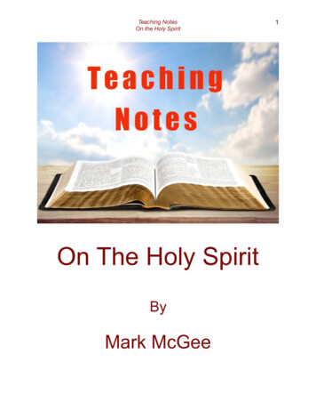 Teaching Notes The Holy Spirit - WordPress 