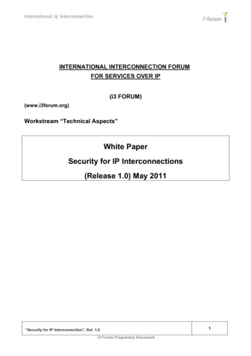 White Paper Security For IP Interconnections (Release 1.0 . - I3forum