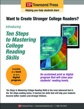 Introducing Ten Steps To Mastering College Reading Skills