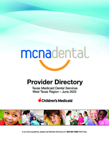 Provider Directory For West-Texas Region - MCNA