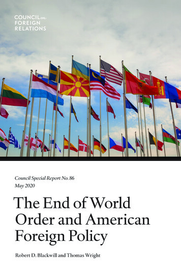 Council Special Report No. 86 The End Of World Order And .