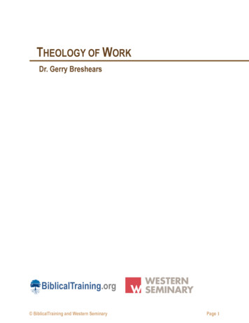 Theology Of Work - BiblicalTraining 