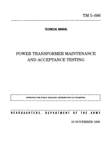 TM 5-686 Power Transformer Maintenance And Acceptance 