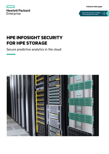 HPE InfoSight Security For HPE Storage - Secure Predictive .