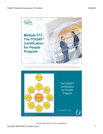 Module F13 The TOGAF Certification For People Program