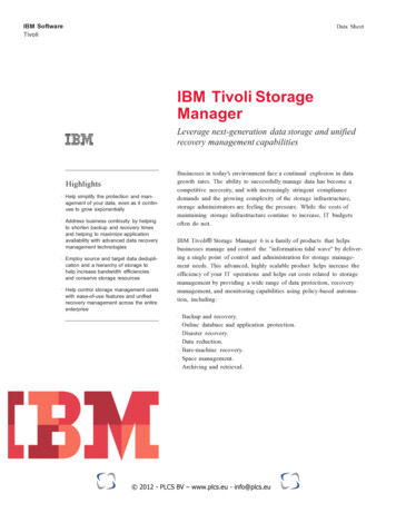 IBM Tivoli Storage Manager - PLCS Storage Experts