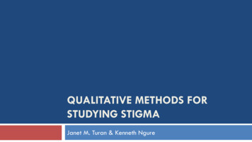 Qualitative Methods For Studying Stigma