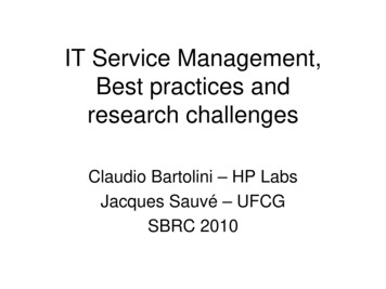 IT Service Management, Best Practices And Research Challenges - UFRGS