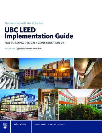 UBC LEED UBC Transportation Plan Implementation Guide