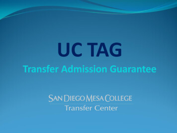 UC Transfer Admission Guarantee (TAG) - San Diego Mesa College