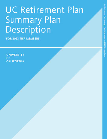 UC Retirement Plan Summary Plan Description - UCnet