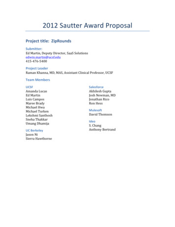 2012 Sautter Award Proposal - ZipRounds - UCOP