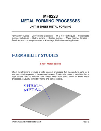 Unit III Sheet Metal Forming