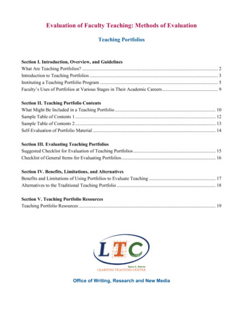 Evaluation Of Faculty Teaching: Methods Of Evaluation