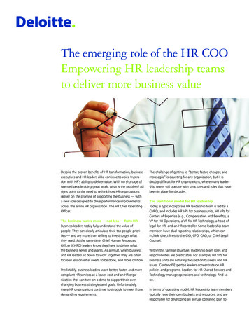 The Emerging Role Of The HR COO Empowering HR . 