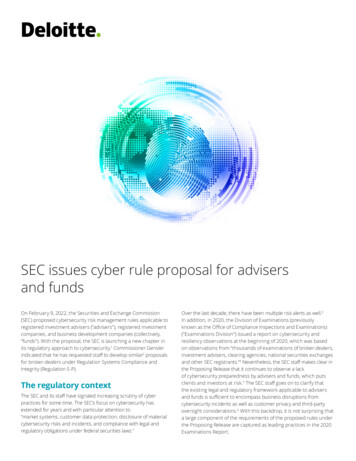 SEC Issues Cyber Rule Proposal For Advisers And Funds