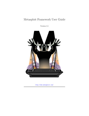 Metasploit Framework User Guide - UCCS