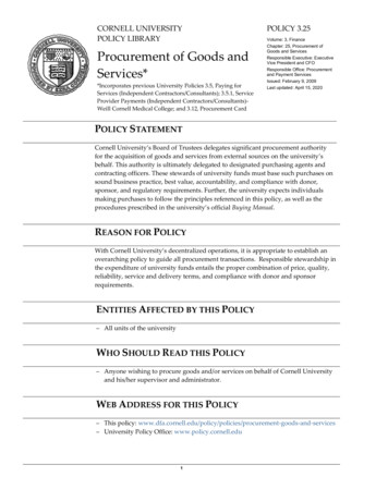 POLICY LIBRARY Goods And Services*