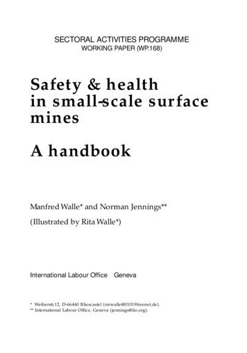 Safety & Health In Small-scale Surface Mines A Handbook