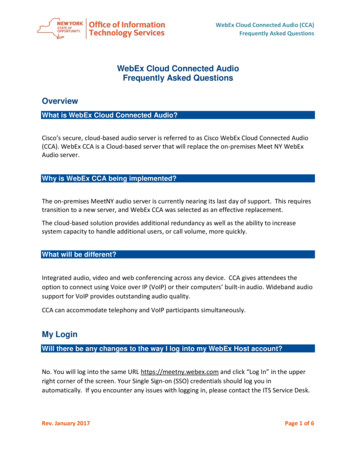 WebEx Cloud Connected Audio Frequently Asked Questions Overview