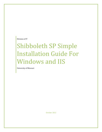 Shibboleth SP Simple Installation Guide For Windows And IIS