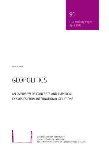 Geopolitics: An Overview Of Concepts And Empirical .