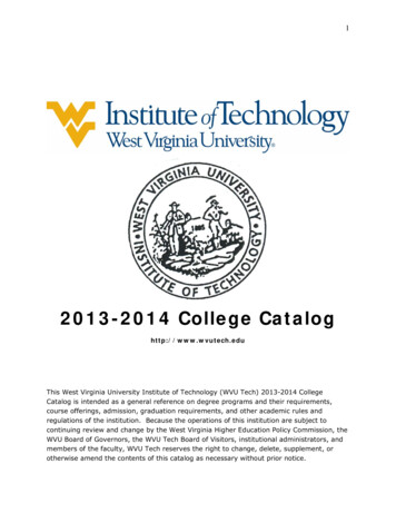 2013-2014 College Catalog - WVU Tech Registrar