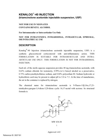 KENALOG -40 INJECTION (triamcinolone Acetonide Injectable Suspension, USP)