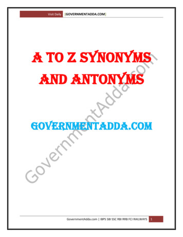 A To Z Synonyms And Antonyms - GovernmentAdda