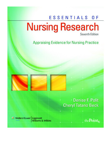 'Nursing Research: Appraising Evidence For Nursing .