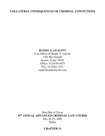 COLLATERAL CONSEQUENCES OF CRIMINAL CONVICTIONS - Randy Leavitt