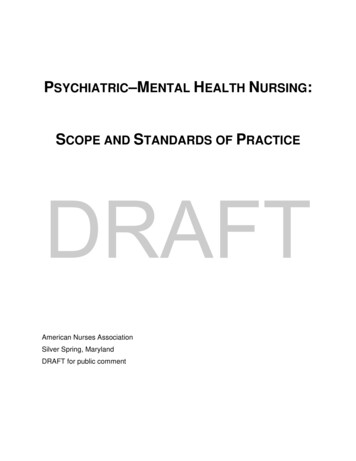 Scope Of Practice For - American Psychiatric Nurses .