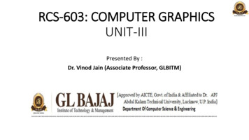 RCS-603: COMPUTER GRAPHICS UNIT-III