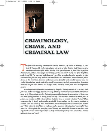 CRIMINOLOGY, CRIME, AND CRIMINAL LAW
