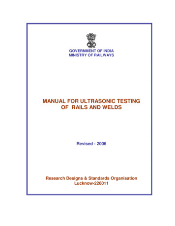 MANUAL FOR ULTRASONIC TESTING OF RAILS AND WELDS