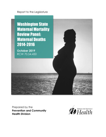 Washington State Maternal Mortality Review Panel: Maternal Deaths 2014-2016