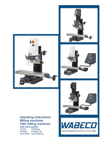 Operating Instructions Milling Machines CNC Milling Machines