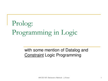 Prolog: Programming In Logic - Department Of Computer Science